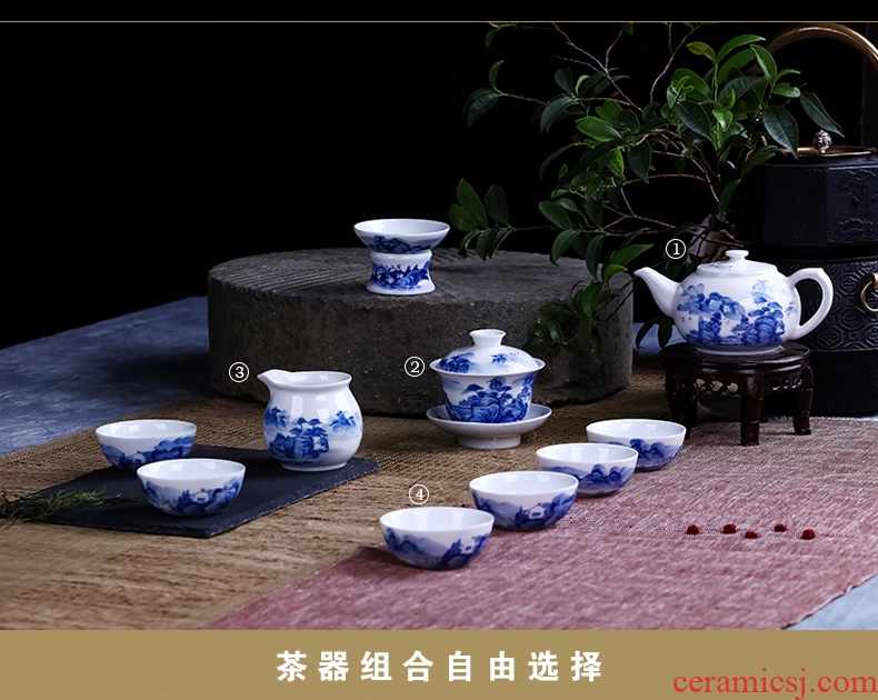 Jingdezhen blue and white landscape tea strainer) hand-painted ceramics filter kung fu tea tea ceremony of spare parts
