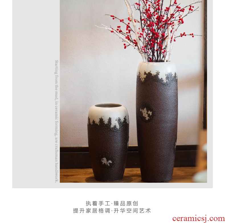 Be born big ceramic vase Chinese style restoring ancient ways furnishing articles sitting room hotel lobby up household soft adornment flower arranging device - 562660849812