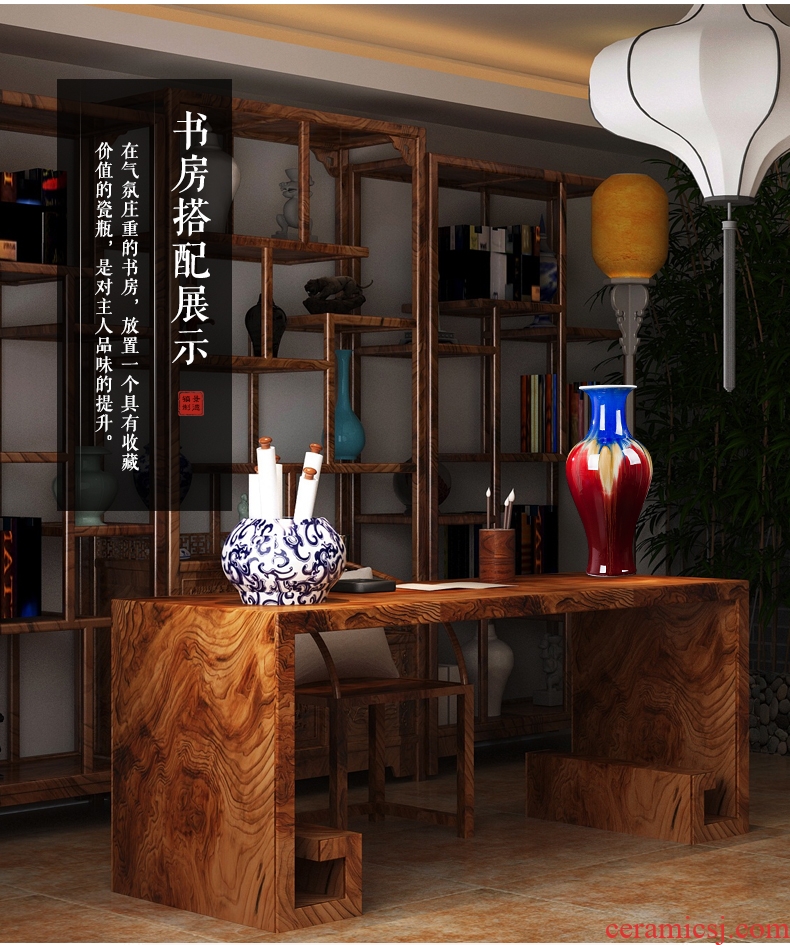 Jingdezhen ceramic new Chinese style interior vase sitting room hotel landing big vase furnishing articles home decoration - 560939042569