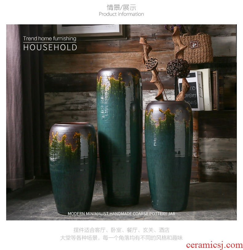 Jingdezhen blue and white ceramics vase of large hotel opening Chinese flower arranging sitting room adornment office furnishing articles - 553102837219