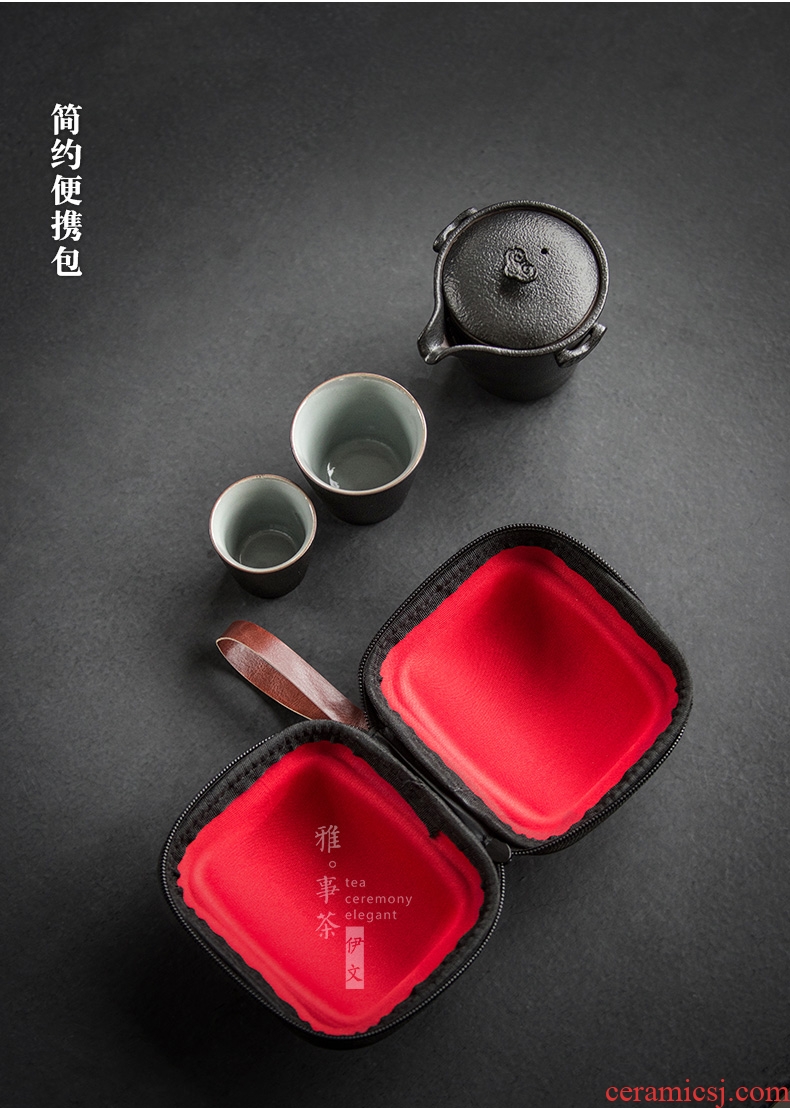 Evan ceramic cup to crack a pot of two cups of portable travel office simple ceramic teapot tea tea set