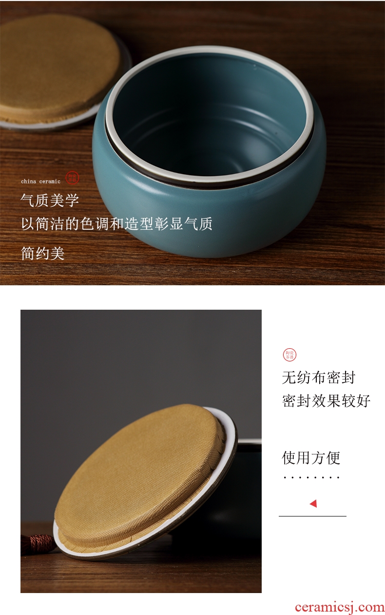 DH jingdezhen ceramic tea cake tin caddy fixings general large seal tank storage POTS pu - erh tea POTS