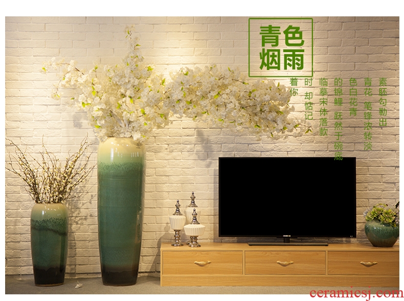 Jingdezhen ceramics maxim big yellow vase furnishing articles of Chinese style sitting room ground adornment housewarming gift - 552281065024