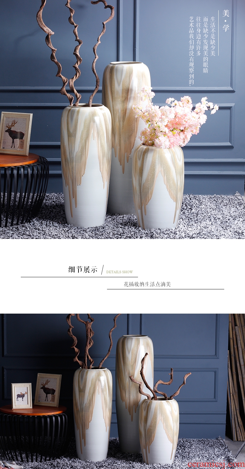 Jingdezhen ceramics large vases, new Chinese style household living room hotel flower arranging, adornment porch place - 559687369151