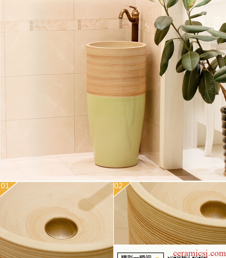 Jingdezhen ceramic art basin pillar basin sink floor type lavatory bath column basin suit