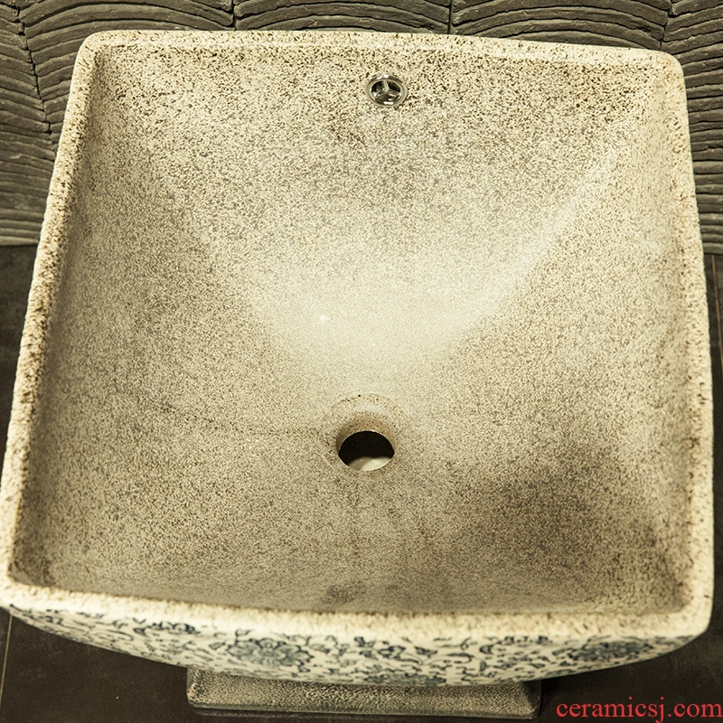 Indoor and is suing ceramic art basin mop mop pool ChiFang one - piece mop pool 42 cm diameter ash cyanine