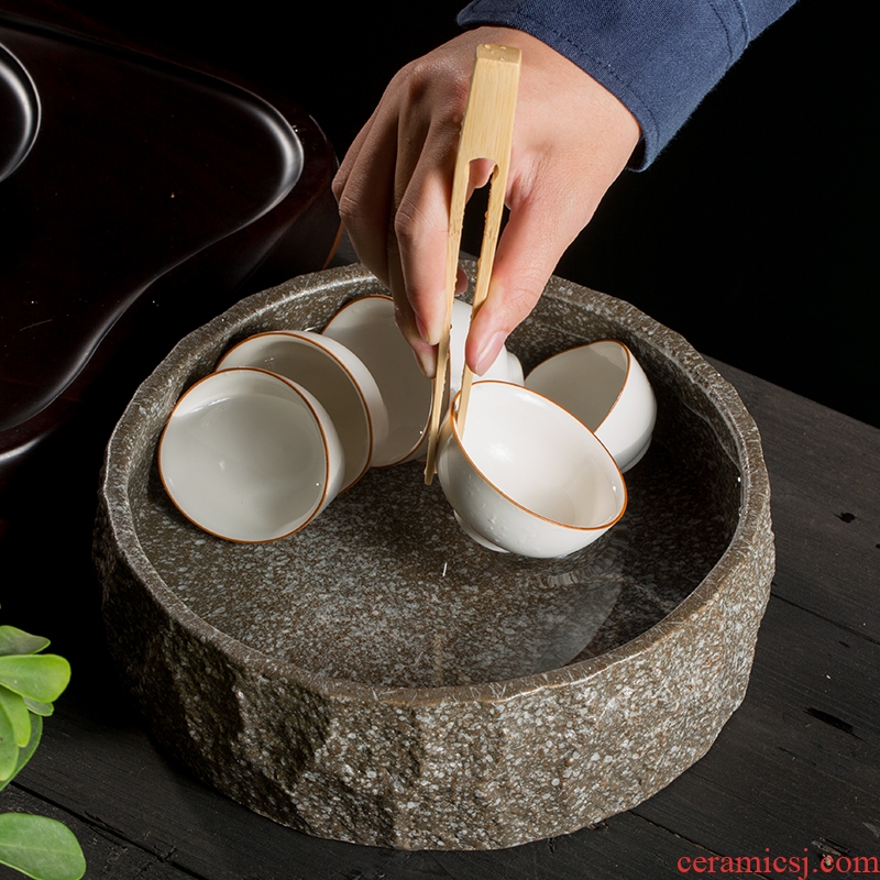 Goodall kiln imitation stone tea wash size water jar personality writing brush washer porcelain Japanese coarse pottery cup building household water washing