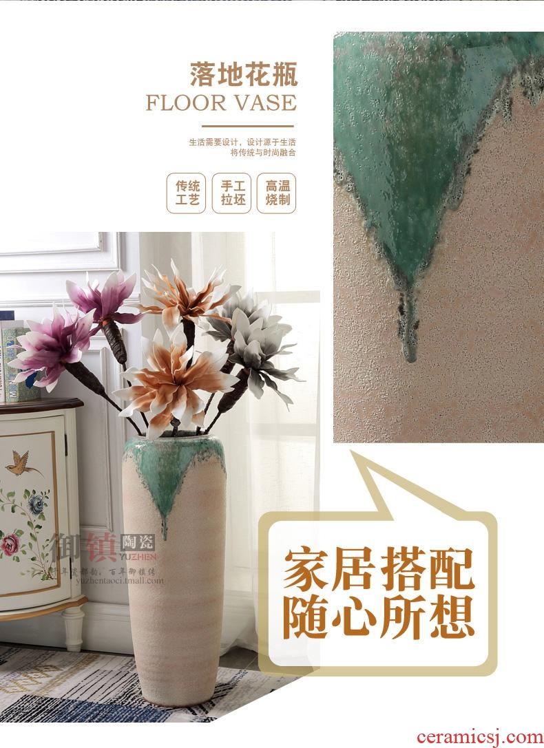 Jingdezhen ceramic hand - made ching sitting room hotel decoration painting of large blue and white porcelain vase flower arrangement furnishing articles - 555880289596