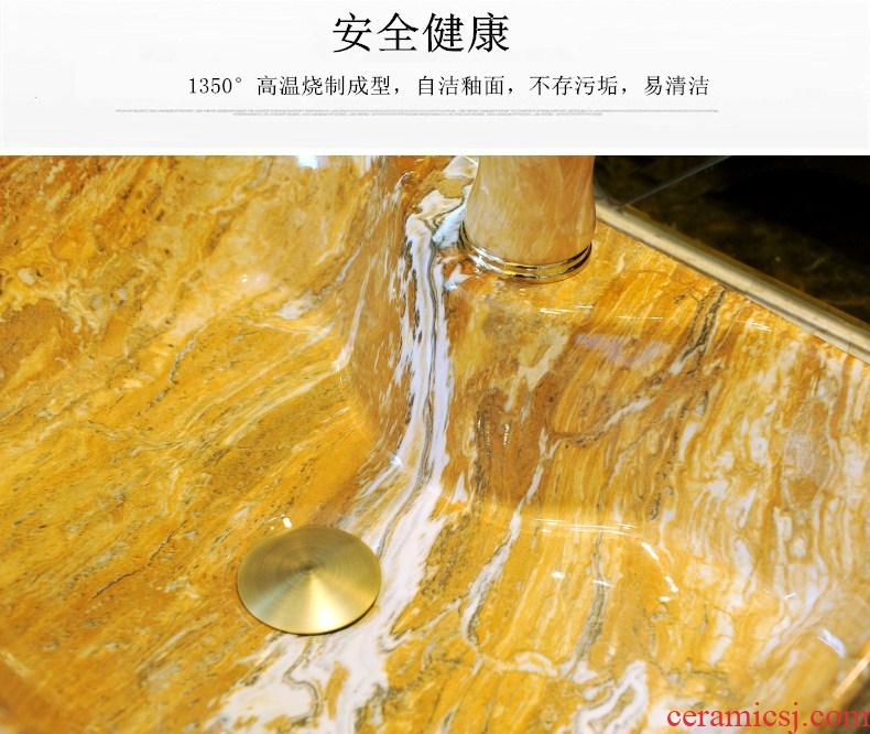 European square ceramic art on the sink imitation marble sinks hotel toilet tuba basin