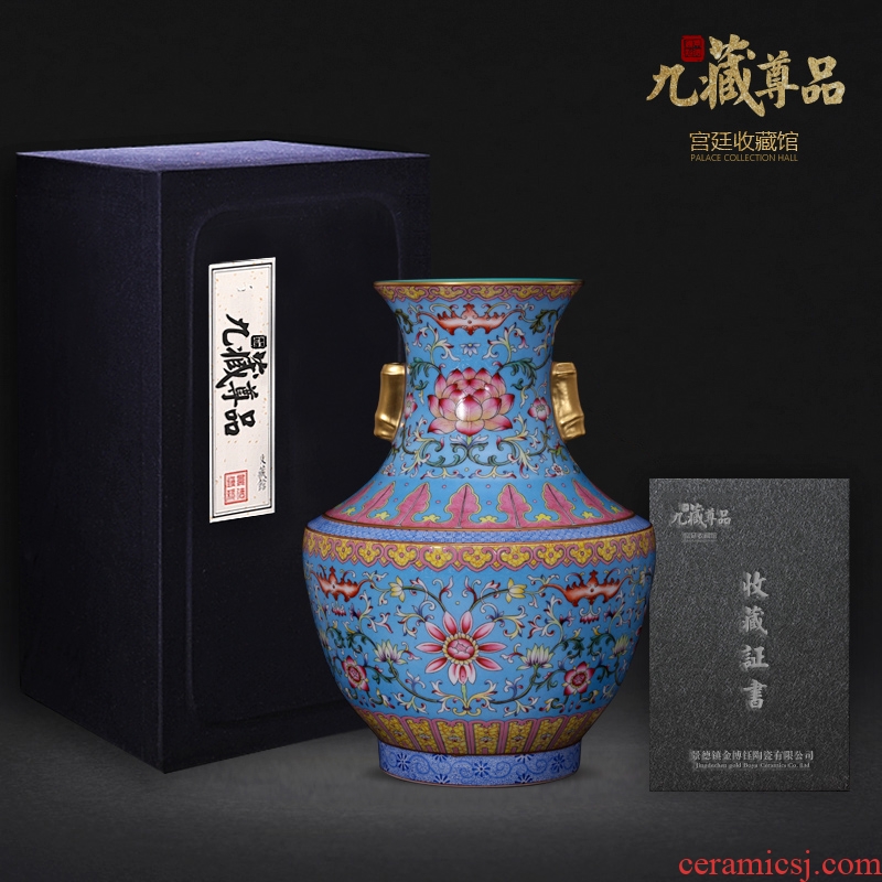 Jingdezhen ceramics powder imitation qing qianlong pastel to tie up branch grain colour ears crafts vase collection