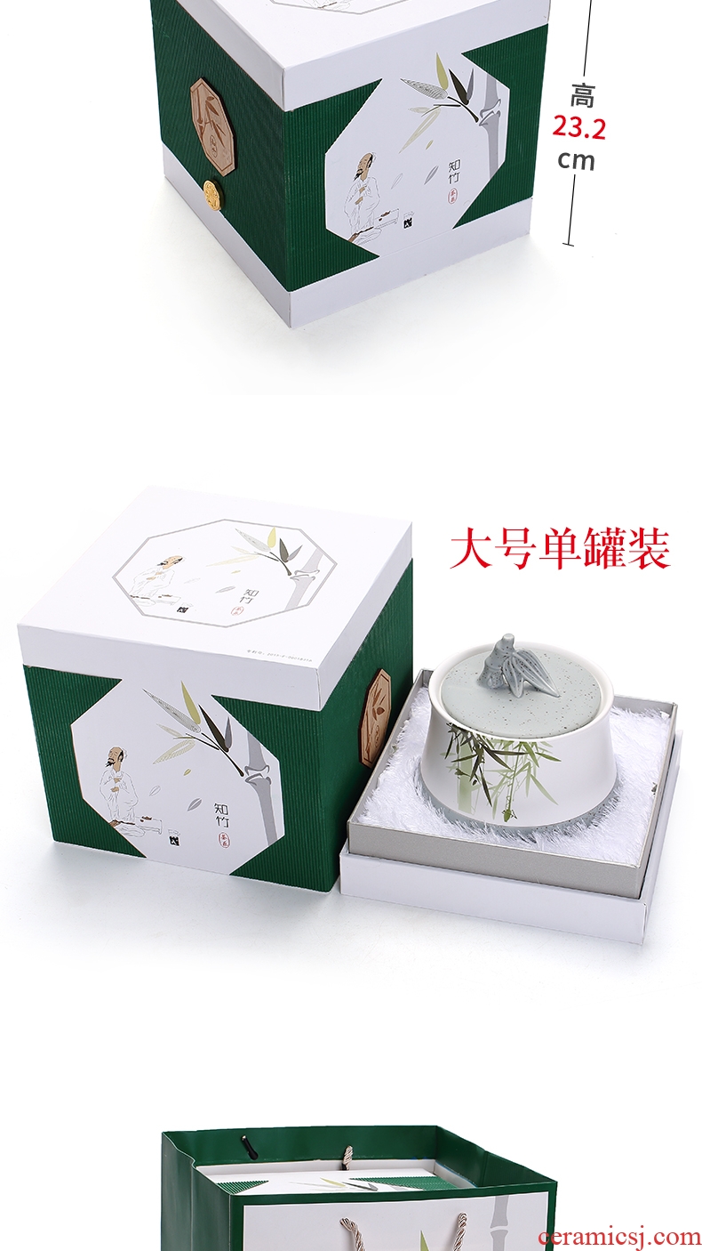 Man know bamboo ceramic tea pot suit large small bamboo gift box seal pot of green tea scented tea boxes