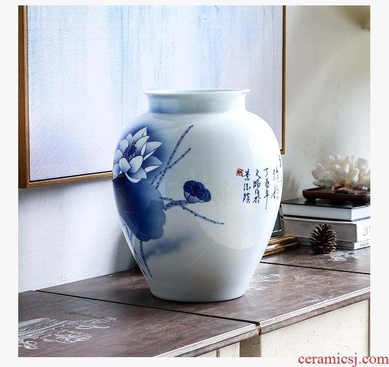 Jingdezhen ceramic vase of large sitting room porch villa Chinese zen dry flower, flower POTS to restore ancient ways furnishing articles - 554296827289