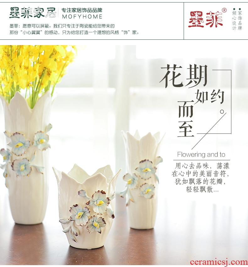 Murphy 's European modern creative hand knead ceramic vase sitting room adornment is placed simulation flower art ceramic vase