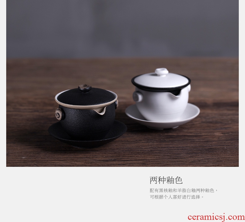 Million kilowatt/hall kung fu tea set ceramic tea set three cup tea of a complete set of machine this cup of the teapot