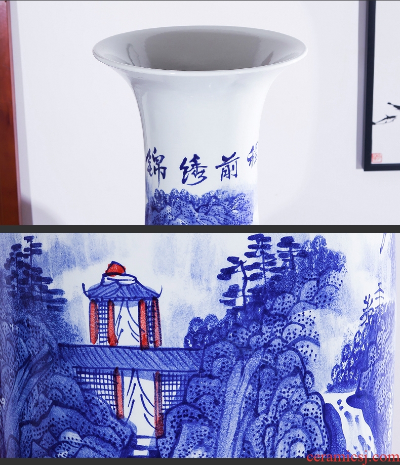 Jingdezhen ceramics large hand draw large vases, flower arrangement Angle of Chinese style household adornment what sitting room floor furnishing articles - 561122692710