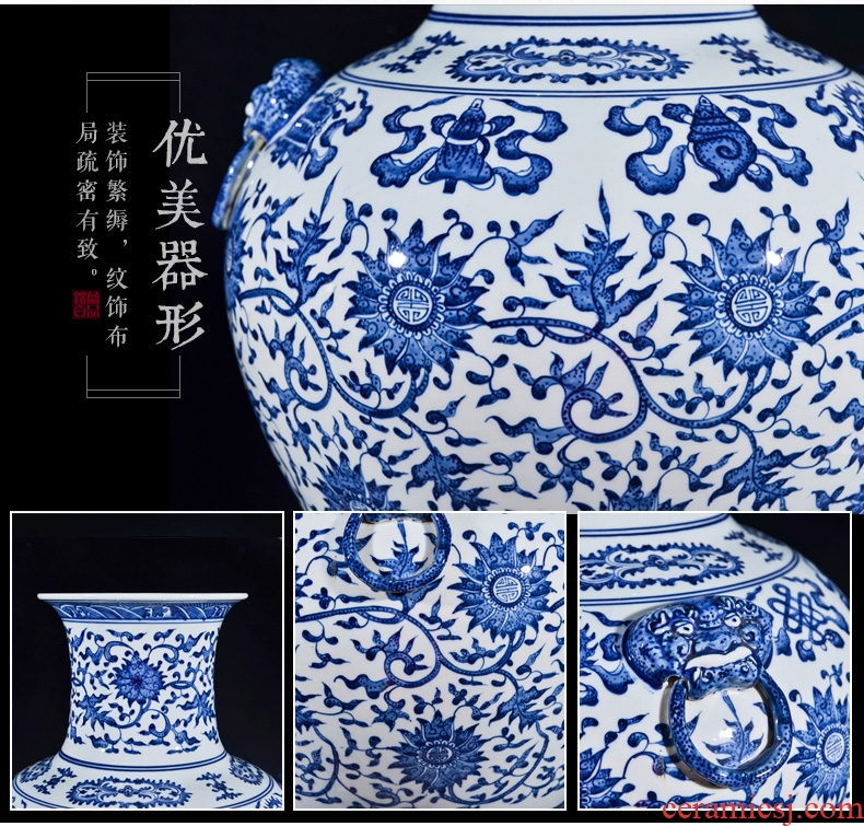 Jingdezhen chinaware big vase manual hand - made peony flower arranging new Chinese style living room TV cabinet decoration furnishing articles - 561131698430
