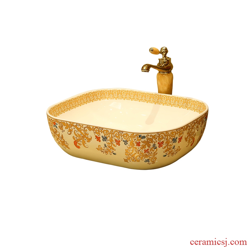 Basin of wash one square ceramic household European - style bathroom toilet Basin creative art on the stage Basin washing a face that defend bath