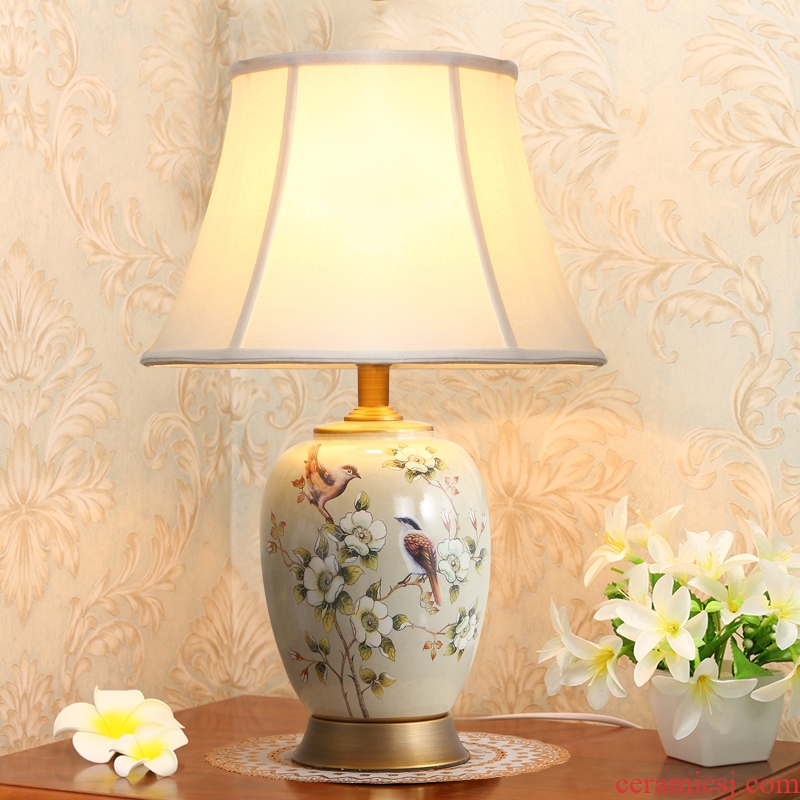 New Chinese style living room and what small beauty style of the big lamp all jingdezhen copper creative household sweet bedroom berth lamp