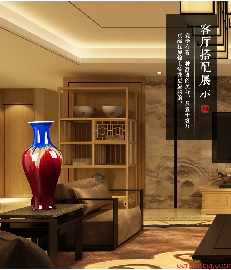 Jingdezhen ceramic new Chinese style interior vase sitting room hotel landing big vase furnishing articles home decoration - 560939042569