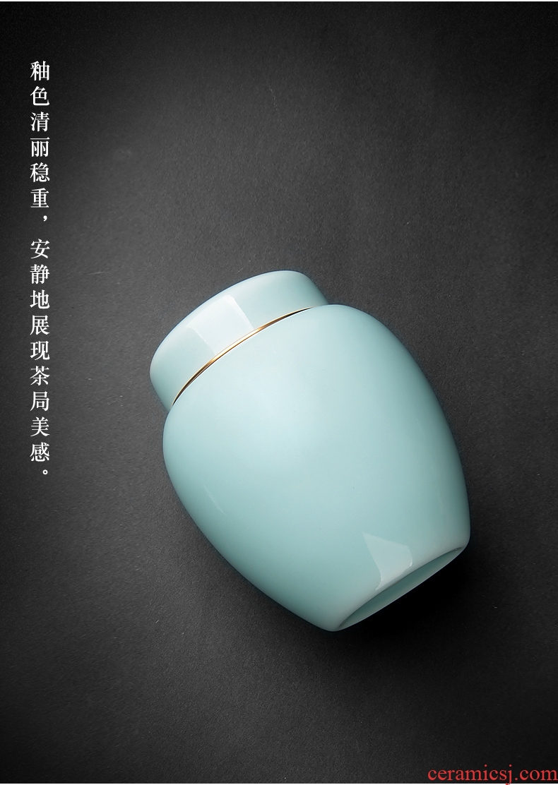 Caddy ceramic seal storage tanks longquan celadon small portable tea caddy household ceramic POTS