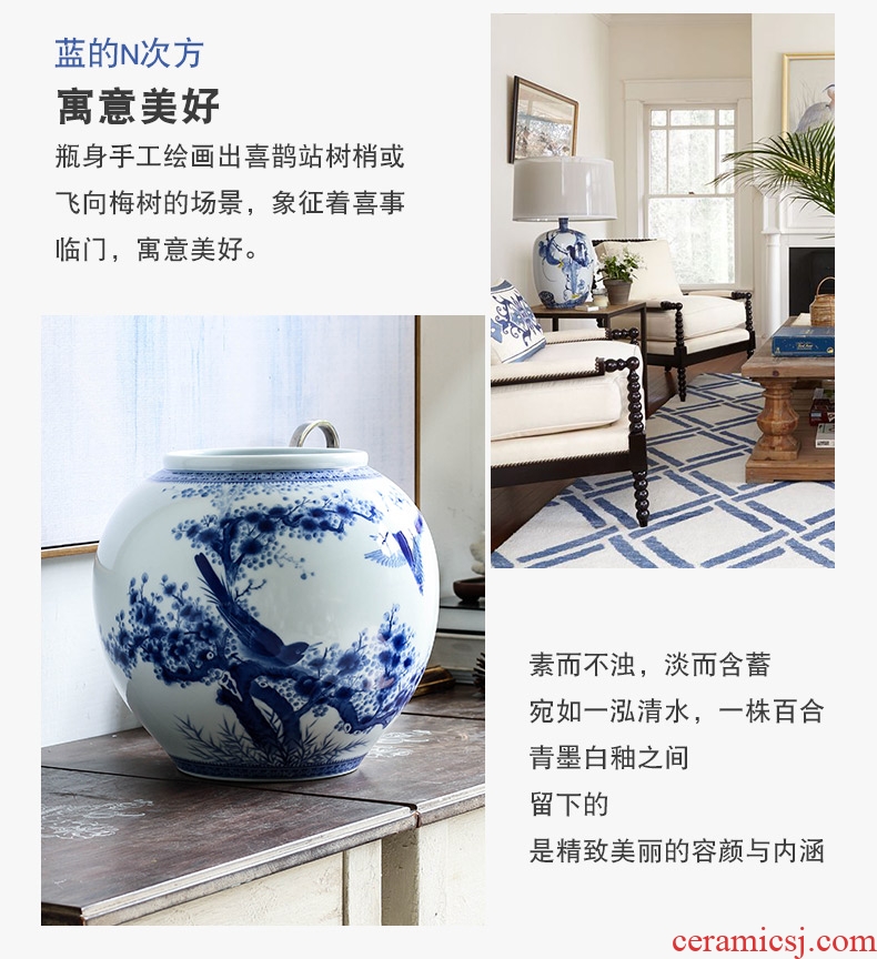 Jingdezhen ceramics of large vases, large crystal glaze peony hotel villa sitting room adornment is placed - 554217289285