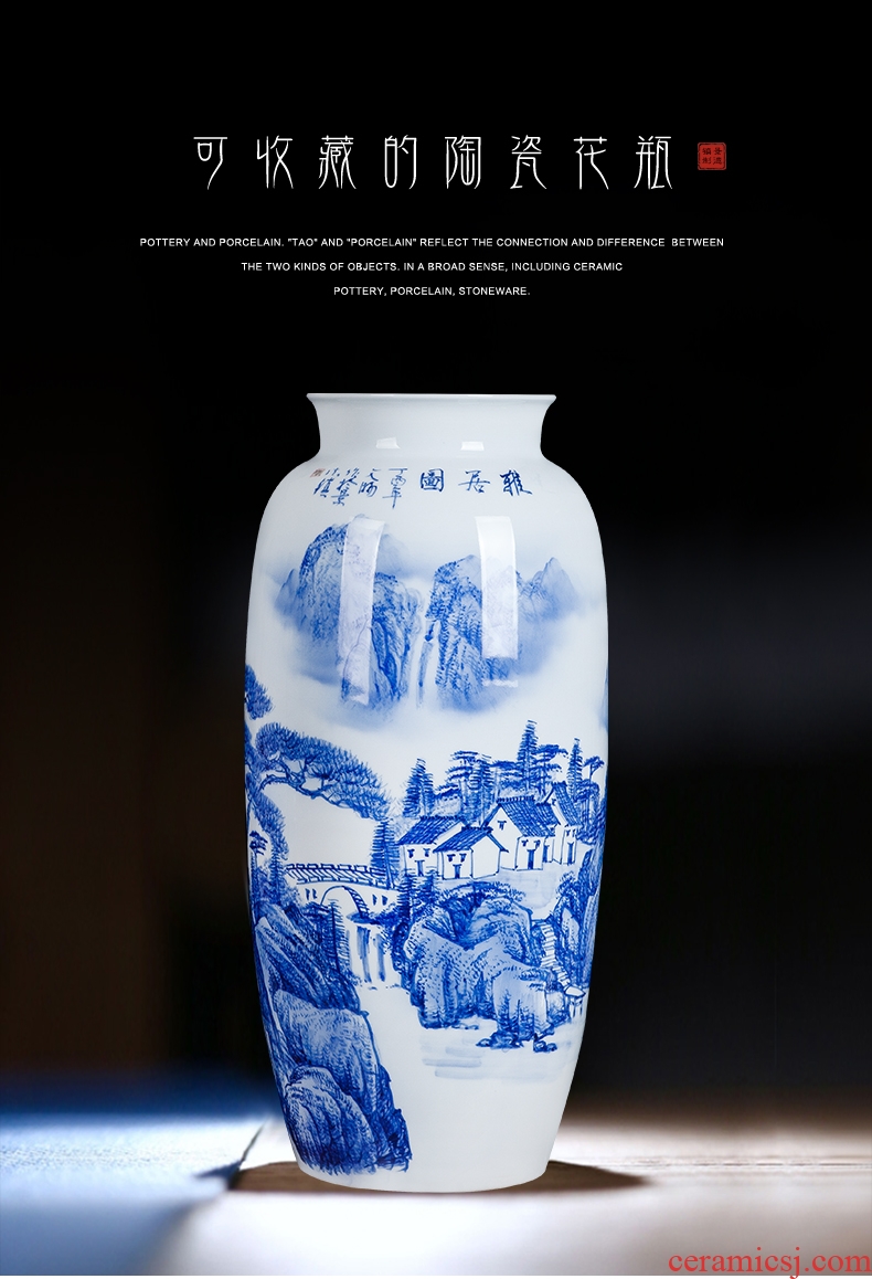 Jingdezhen ceramic new Chinese style interior vase sitting room hotel landing big vase furnishing articles home decoration - 568646889736