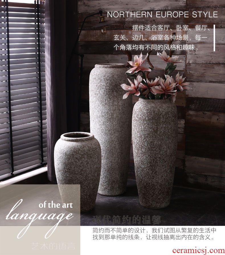 Modern minimalist house high household soft outfit sample room designer black ceramic a fold of the big flower vase - 557123091461