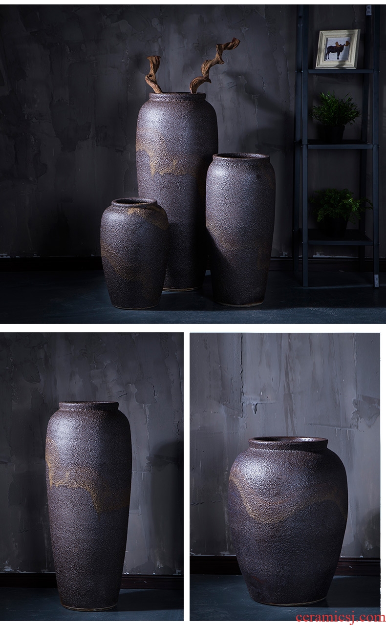 Imitation of classical jingdezhen ceramics celadon art big vase retro ears dry flower vase creative furnishing articles - 564302457881