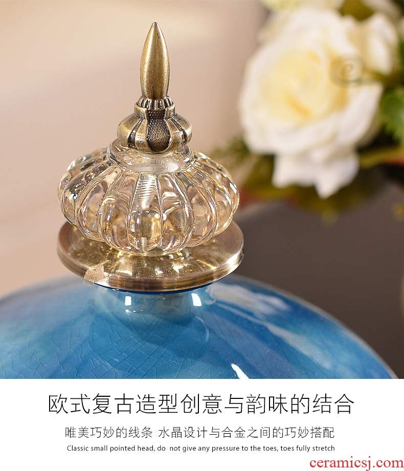 Jingdezhen ceramics famous hand-painted enamel vase furnishing articles large sitting room porch decoration of Chinese style household - 570108712178