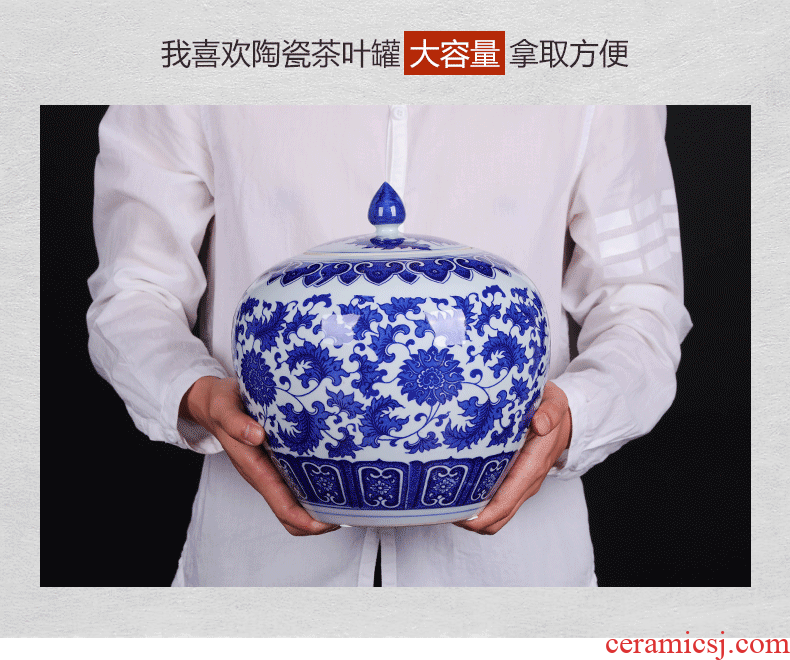 Jingdezhen ceramic moistureproof caddy fixings retro puer tea canister to seal large creative general manual