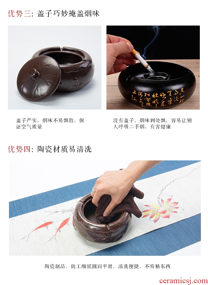 Ronkin creative ceramics with cover the ashtray home tea tea zero furnishing articles large ashtray with personality trend