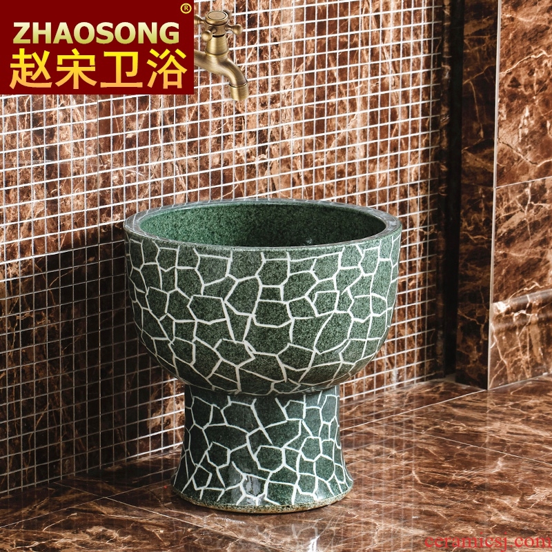 Jingdezhen large round mop pool one mop pool european-style balcony mop pool to wash cloth mop basin outdoor pool