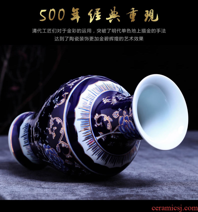 Jingdezhen ceramics hand - made of blue and white porcelain vases, flower arranging furnishing articles large new Chinese style living room office decorations - 543381655833