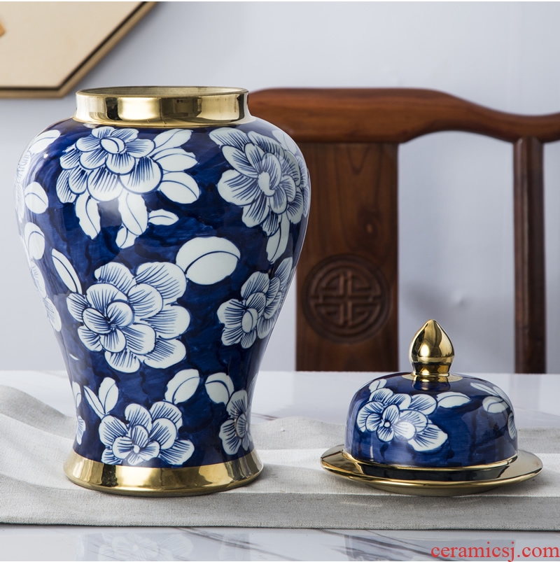Manual ground ceramic vase black Chinese style living room hotel big TangHua furnishing articles household soft adornment restoring ancient ways - 570196833737
