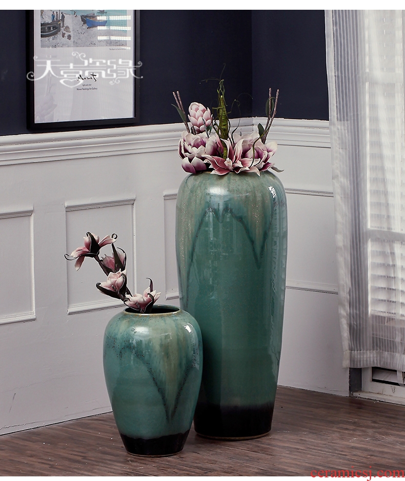 Nordic landing big vase furnishing articles European I and contracted hotel ceramic emerald green stores sitting room adornment flower arrangement - 538519501863