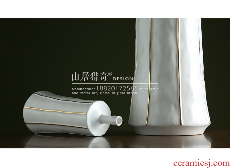 Jingdezhen ceramics beaming white vase vogue to live in high - grade gold straw handicraft furnishing articles - 569750214024