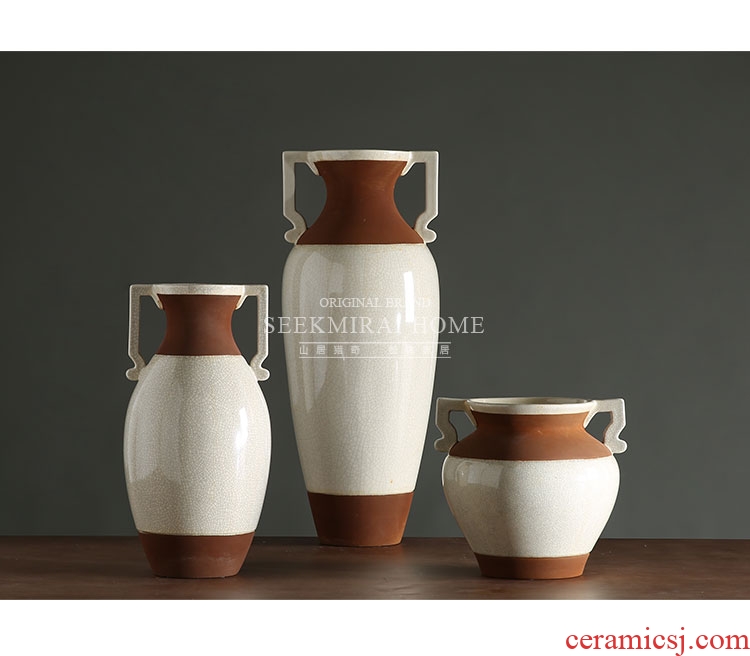 Scandinavian minimalist modern household white oval ceramic vase large sitting room flower arranging dried flowers, stylist place - 549479715779