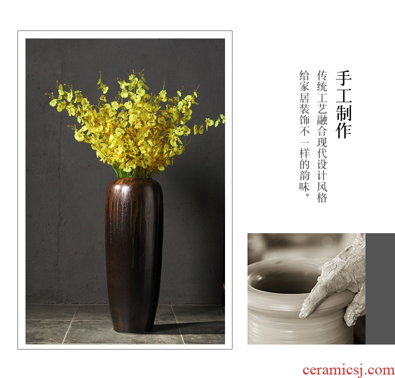 Jingdezhen ceramic large diameter vase furnishing articles Nordic light key-2 luxury home new Chinese flower arranging sitting room adornment flowers - 566902717793
