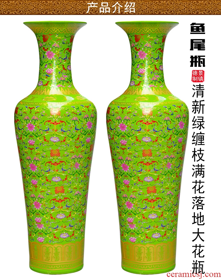 Jingdezhen ceramic vase large landing hand - made jiangnan spring quiver hotel flower arrangement sitting room adornment furnishing articles - 42632050090