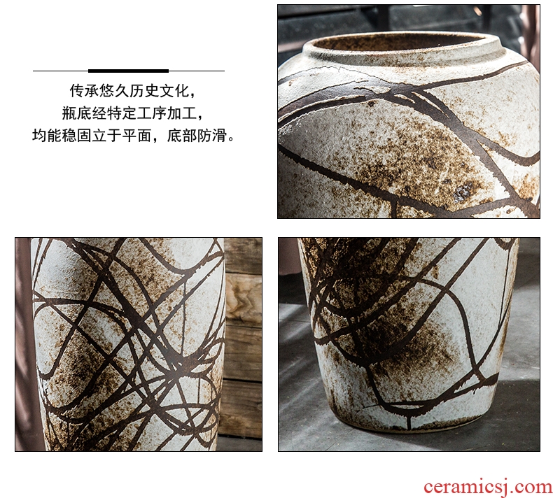 Jingdezhen blue and white lotus flower peony 1.2 meters 1.4 meters 1.6 meters hand - made ceramic floor open big vase and furnishing articles - 563551930039