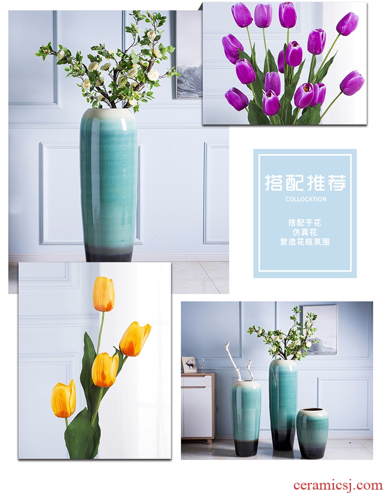 Jingdezhen ceramics hand of large blue and white vase hotel office Chinese flower arranging sitting room adornment - 572085883685