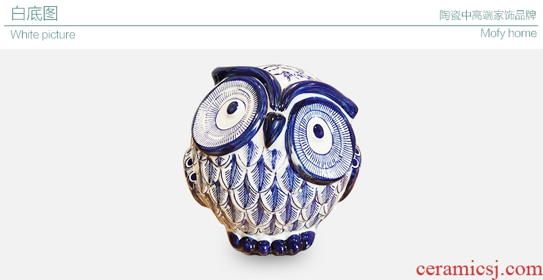 Murphy, modern new Chinese style classic blue and white ceramic owl furnishing articles sitting room the bedroom TV ark, household act the role ofing is tasted
