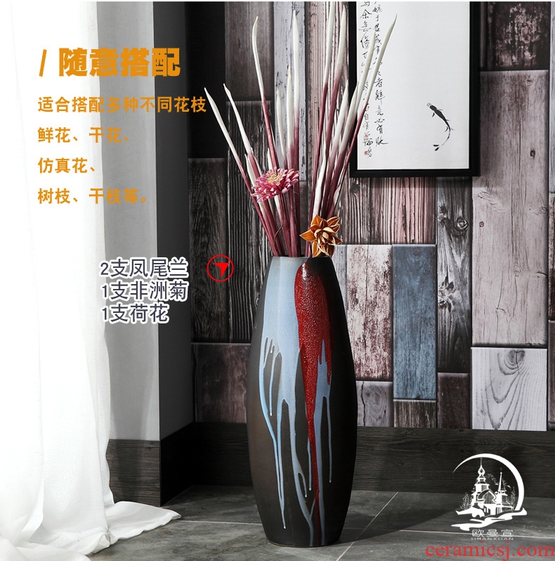 Jingdezhen ceramics pastel landscapes of large vases, Chinese style living room home TV ark adornment furnishing articles - 548610438334