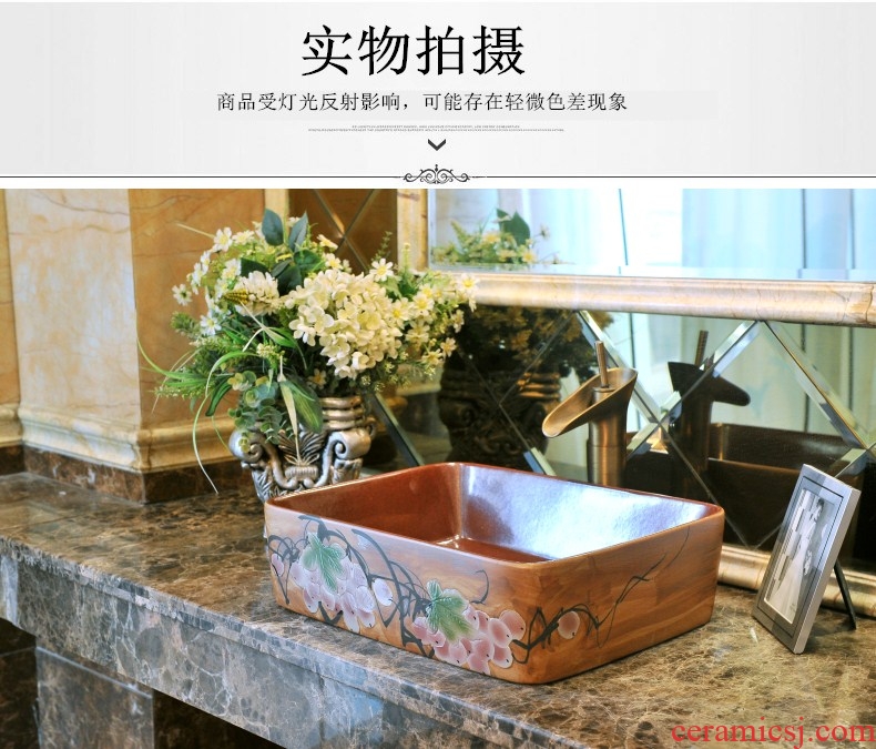 Jingdezhen Chinese style restoring ancient ways is the stage basin large square sink the stage art creative toilet lavatory