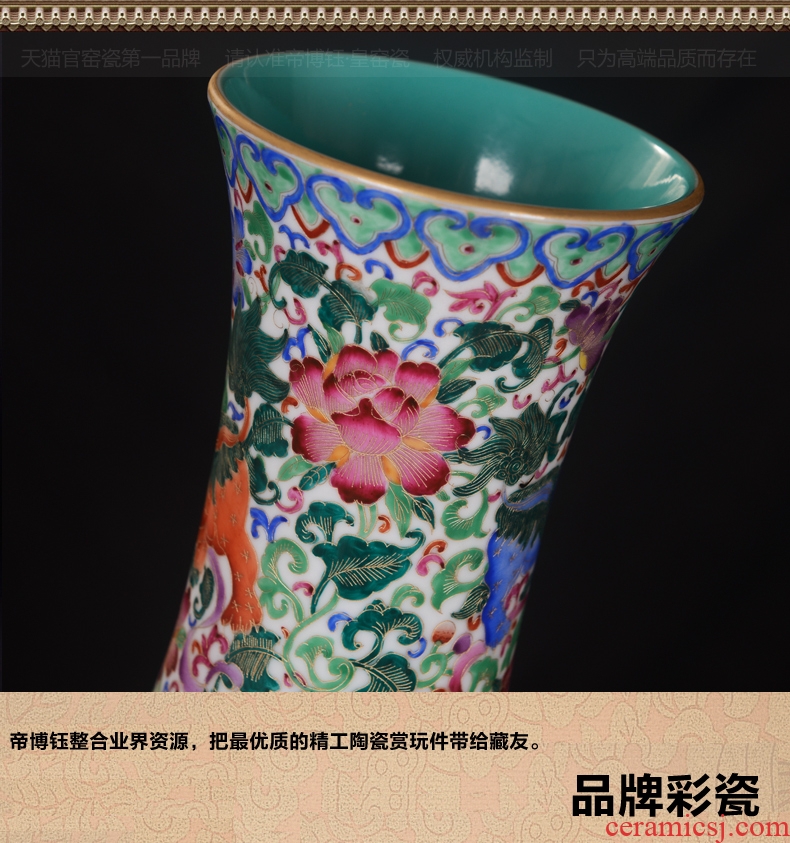 Jingdezhen ceramics high-end antique gold kirin qianlong vase household adornment design process sitting room furnishing articles