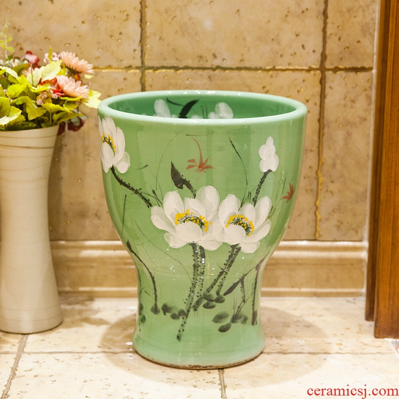 Jingdezhen ceramic art contracted household mop pool mop mop pool mop pool, green lotus basin of the balcony