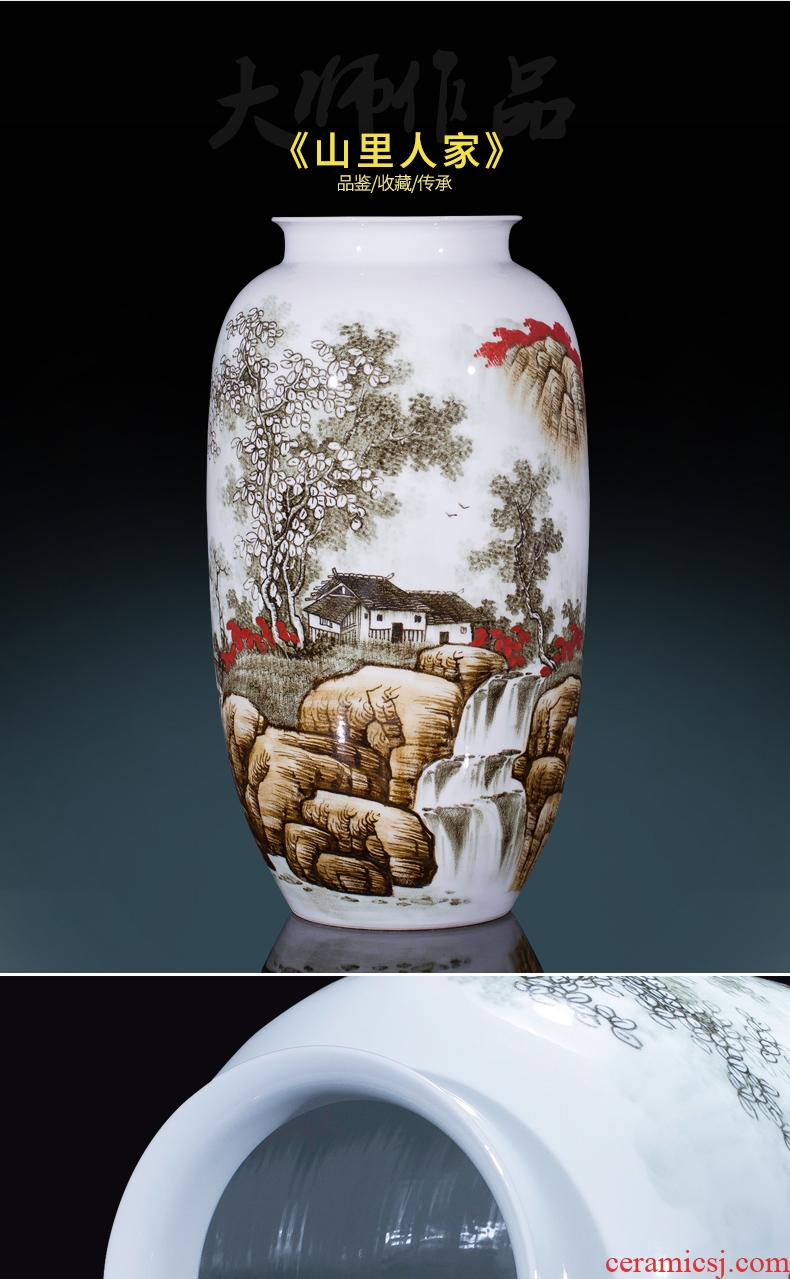 Jingdezhen ceramics large hand - made vase wucai landscape bright future landing stateroom decorative furnishing articles - 569127166339