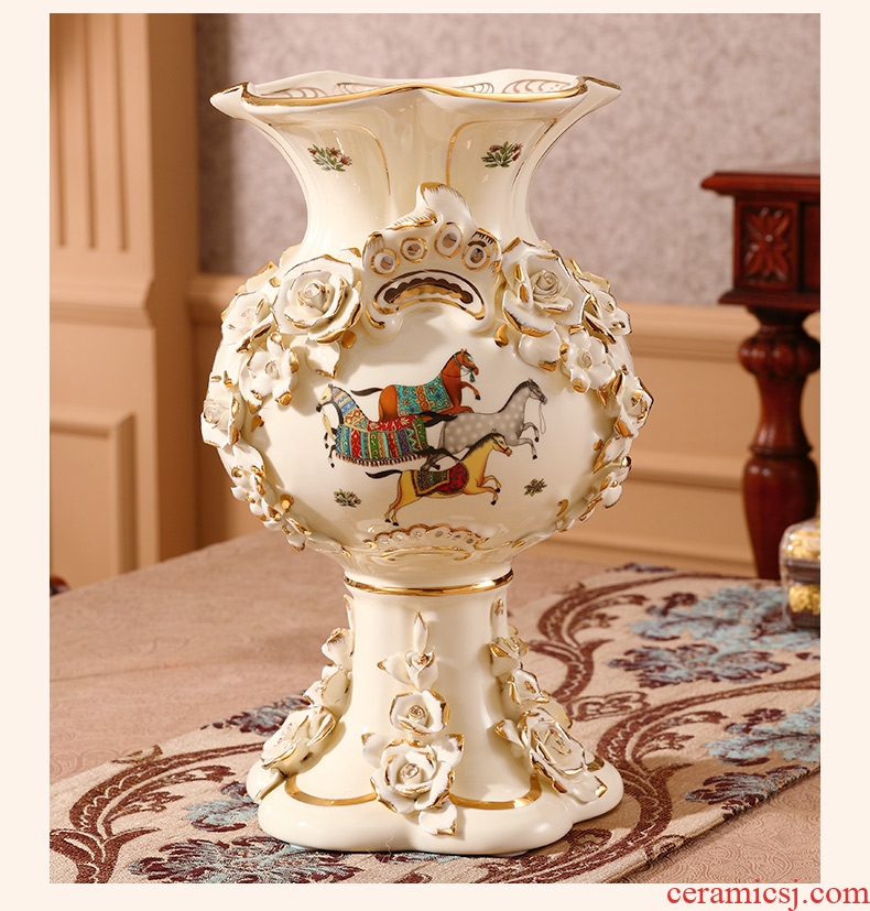 Jingdezhen ceramic landing big vase sitting room place, a large number dried flowers flower arrangement European contracted and I adornment - 565565686757
