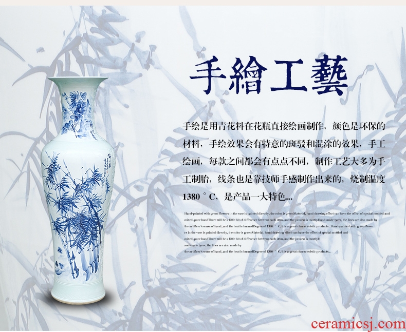 Jingdezhen hand - made general blue and white porcelain jar ceramic vase furnishing articles large Chinese style living room home decoration - 567047571881