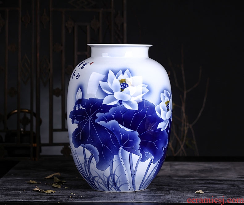 Large ceramic vase light key-2 luxury ground hotel villa living room the dried flower arranging furnishing articles retro nostalgia pottery decoration - 538305850181